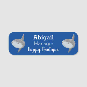 Ocean sunfish mola mola cute cartoon name tag