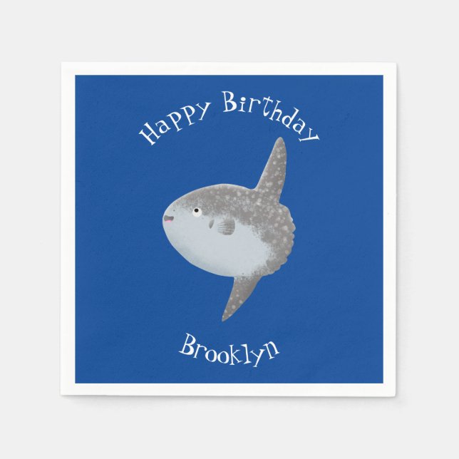 Ocean sunfish mola mola cute cartoon napkin (Front)