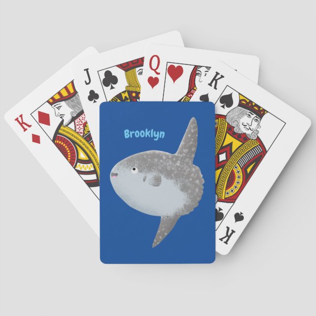 Ocean sunfish mola mola cute cartoon playing cards (Back)