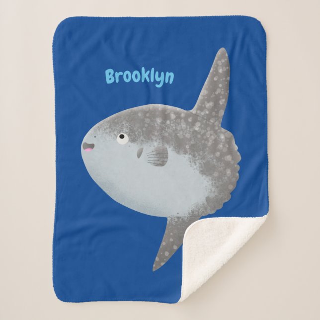 Ocean sunfish mola mola cute cartoon  sherpa blanket (Front)