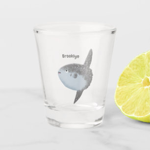 Ocean sunfish mola mola cute cartoon shot glass