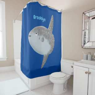 Ocean sunfish mola mola cute cartoon shower curtain