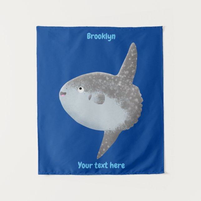 Ocean sunfish mola mola cute cartoon tapestry (Front)