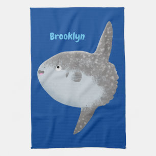Ocean sunfish mola mola cute cartoon  tea towel