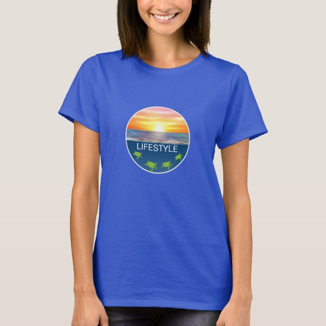 Ocean sunrise and sea turtles lifestyle T-Shirt (Front)