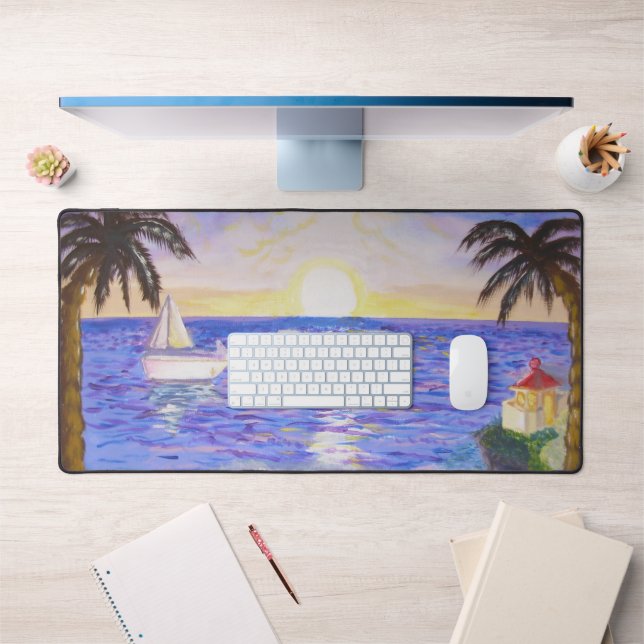 Ocean Sunrise Art Painting Image Desk Mat (Office 1)