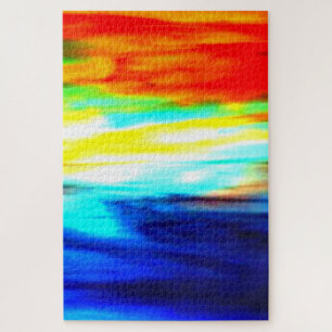 Ocean Sunrise Artistic Colorful Unique Jigsaw Puzzle