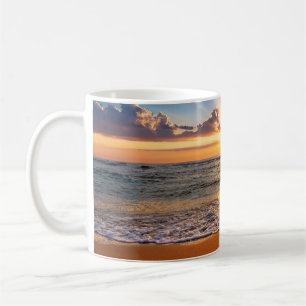 Ocean sunrise, deep blue horizon. coffee mug