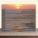 Ocean Sunrise Desiderata Plaque<br><div class="desc">This 10 x 8 inch inspirational plaque has a photographic image of the beautiful, majestic Atlantic Ocean at sunrise and is printed with Max Erhmann's 1927 poem "Desiderata" on happiness. You can remove the text overlay image and personalise the background with other text of your own choice, if desired. Great...</div>