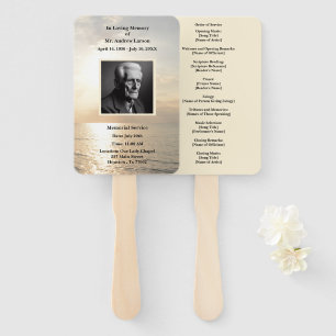 Ocean Sunrise Funeral Memorial   Hand Fan