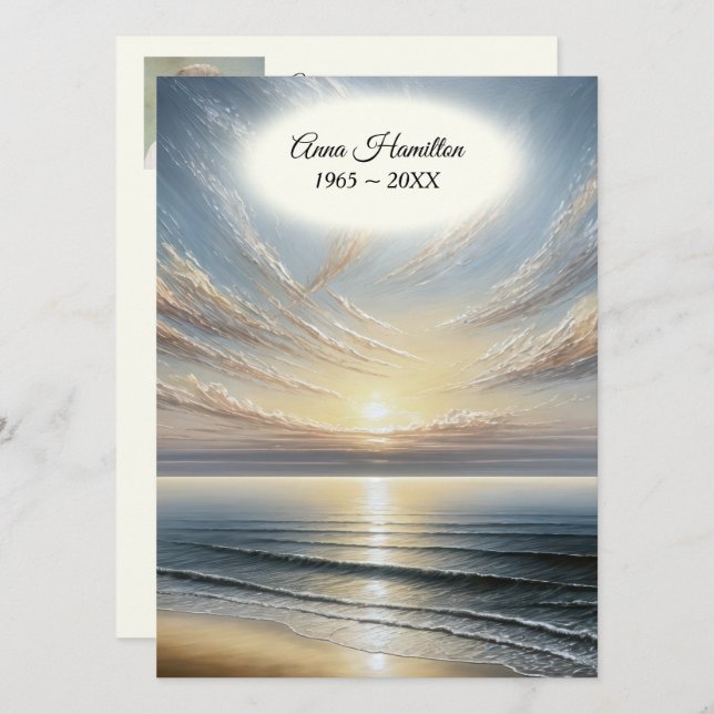 Ocean Sunrise Funeral Program Invitation (Front/Back)