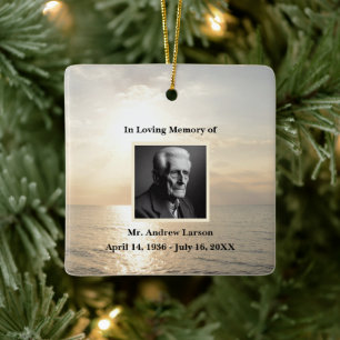  Ocean Sunrise In Loving Memory Funeral Memorial  Ceramic Ornament