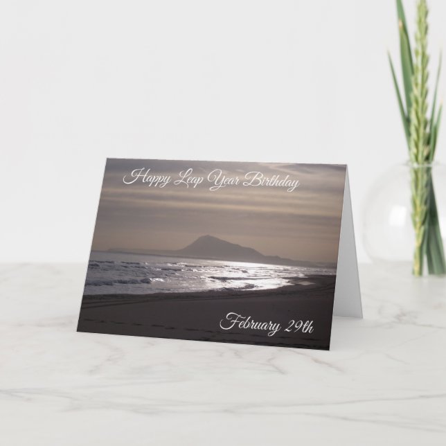 Ocean Sunrise Leap Year Birthday Card (Front)