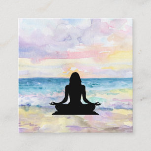 *~* Ocean Sunrise Mindfulness Meditation Yoga Square Business Card