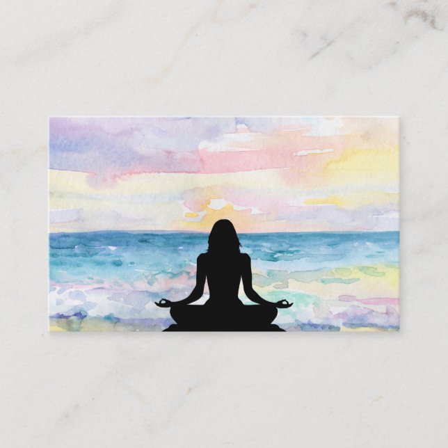 *~* Ocean Sunrise Mindfulness Yoga Meditation Business Card (Front)