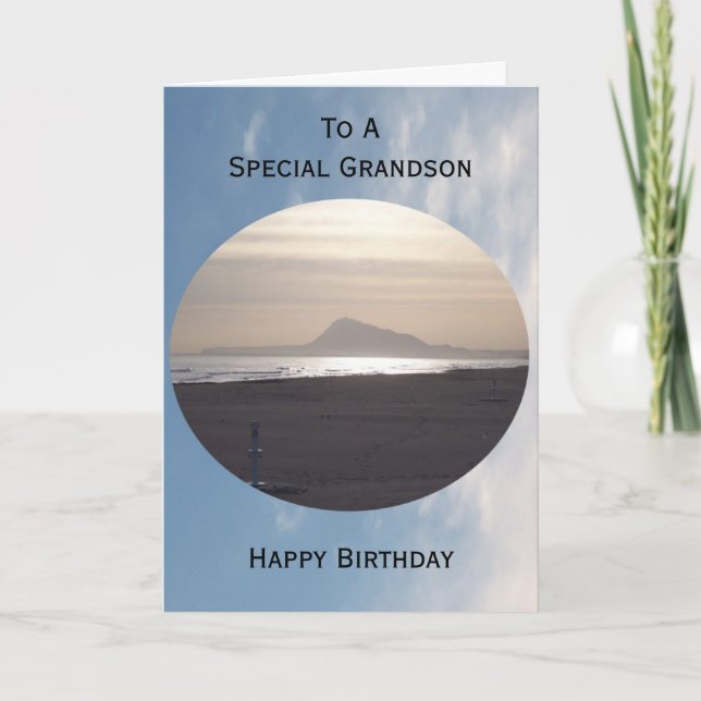 Ocean Sunrise Personalised Grandson Birthday Card (Front)