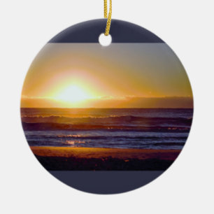 Ocean Sunrise Photo Ceramic Tree Decoration