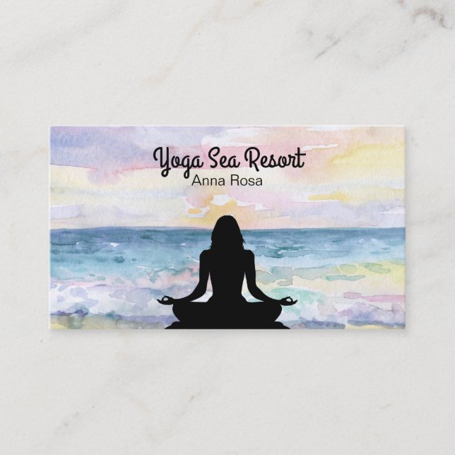 *~* Ocean Sunrise Sea Mindfulness Yoga Resort Business Card (Front)