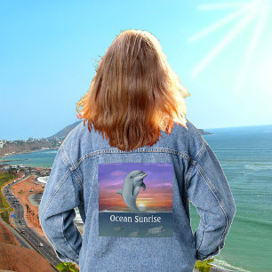 Ocean Sunrise, Sea Turtles and Dolphin Denim Jacket