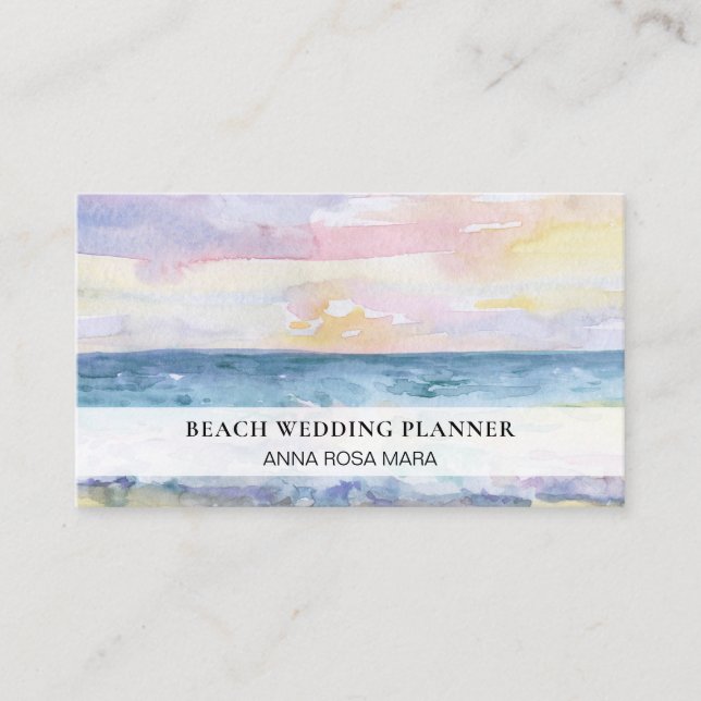 *~* Ocean Sunrise Sea Wedding Planner Travel Agent Business Card (Front)