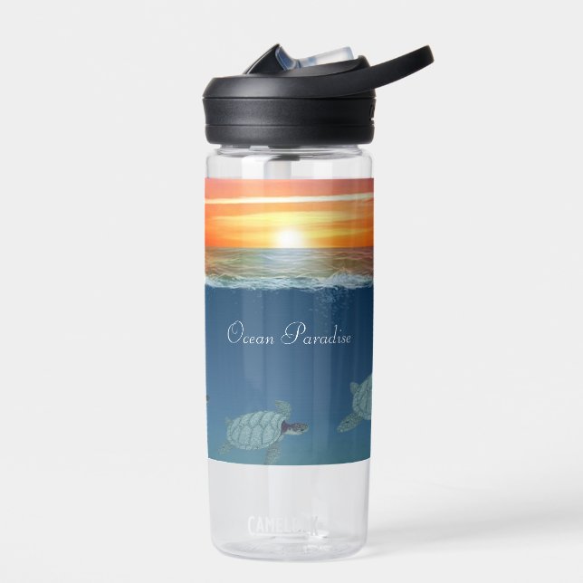 Ocean Sunrise & Turtles Water Bottle (Left)