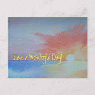 Ocean Sunrise Watercolor Greeting Postcard