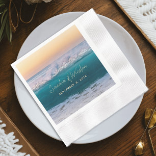 Ocean Sunrise Wedding Reception Paper Napkins