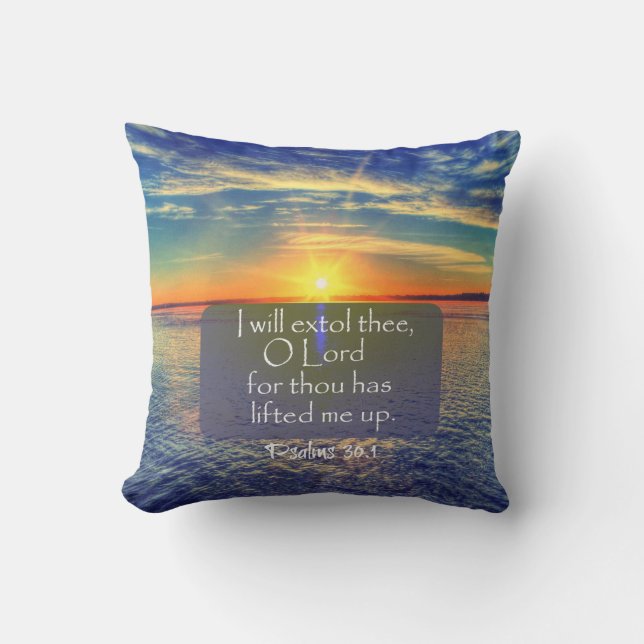 Ocean Sunrise with Psalms Bible Verse Cushion (Front)