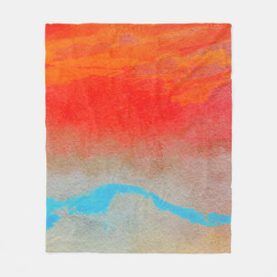 Ocean Sunset Abstract Fleece Blanket