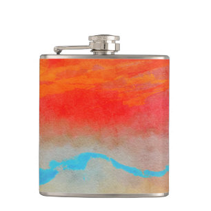 Ocean Sunset Abstract Hip Flask