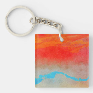 Ocean Sunset Abstract Key Ring