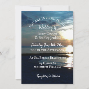 Ocean Sunset at Dusk Wedding Invitation