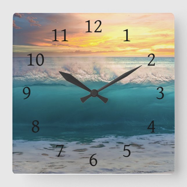 Ocean Sunset Beach Photo 193 Poster Square Wall Clock (Front)