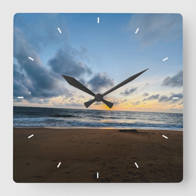 Ocean Sunset Beach Wall Clock Sunrise & Sunset  (Front)