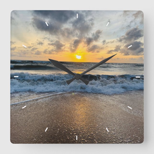Ocean Sunset Beach Wall Clock Sunrise & Sunset  (Front)