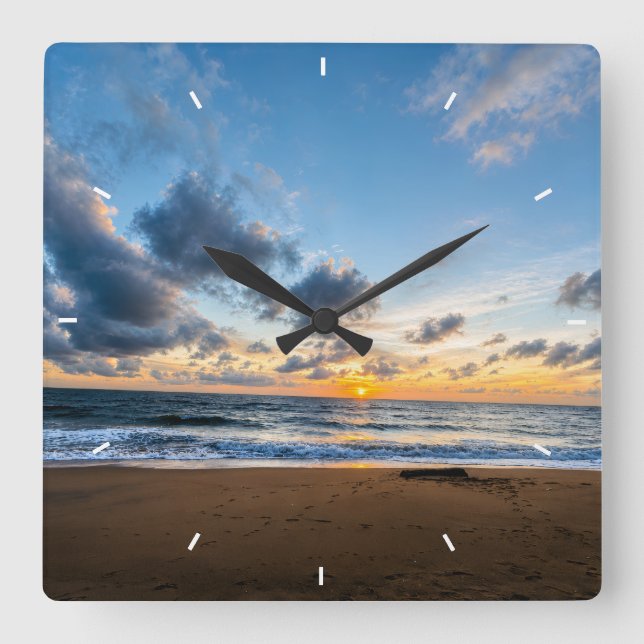 Ocean Sunset Beach Wall Clock Sunrise & Sunset  (Front)