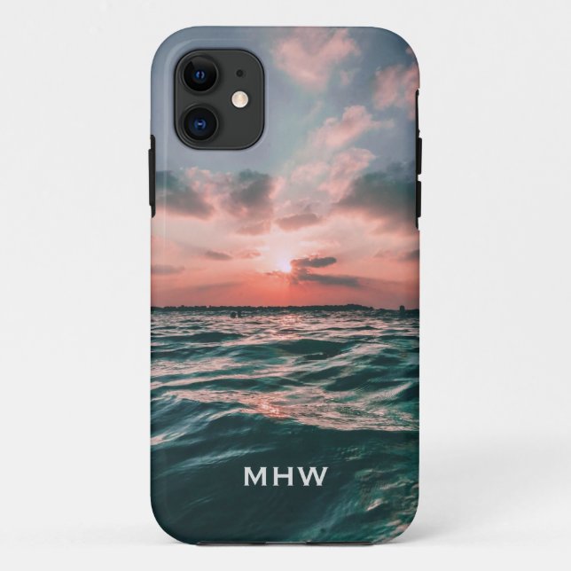 Ocean Sunset custom monogram phone cases (Back)