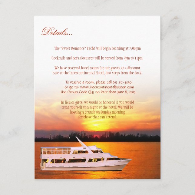 Ocean Sunset Details Card (Front)