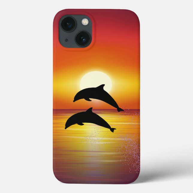 Ocean Sunset Dolphins Couple Playing Love iPad Cas Case-Mate iPhone Case (Back)