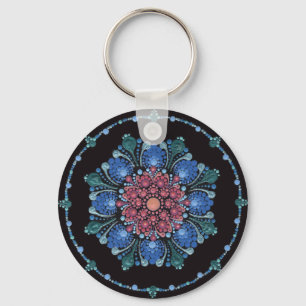 Ocean Sunset Dot Mandala Key Ring