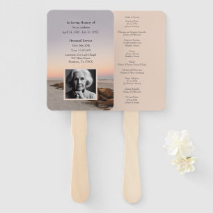 Ocean Sunset Funeral Memorial Program Hand Fan