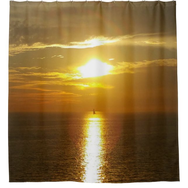 Ocean Sunset Golden Shower Curtain (Front)