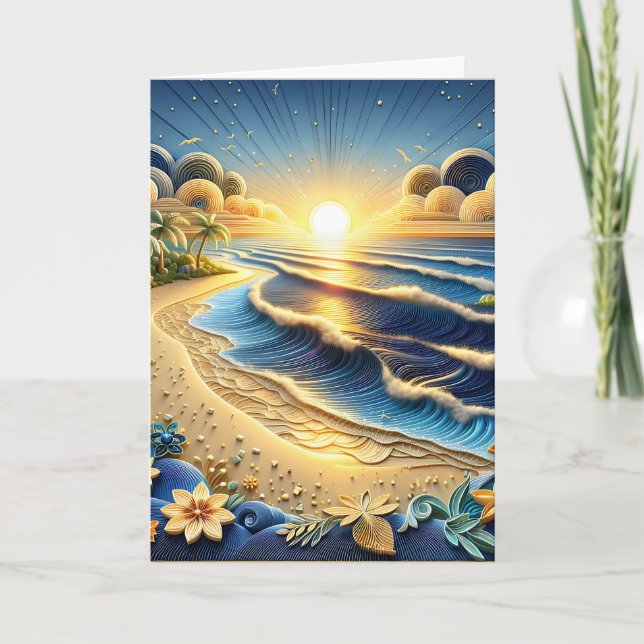 Ocean Sunset | Happy Birthday Card (Front)