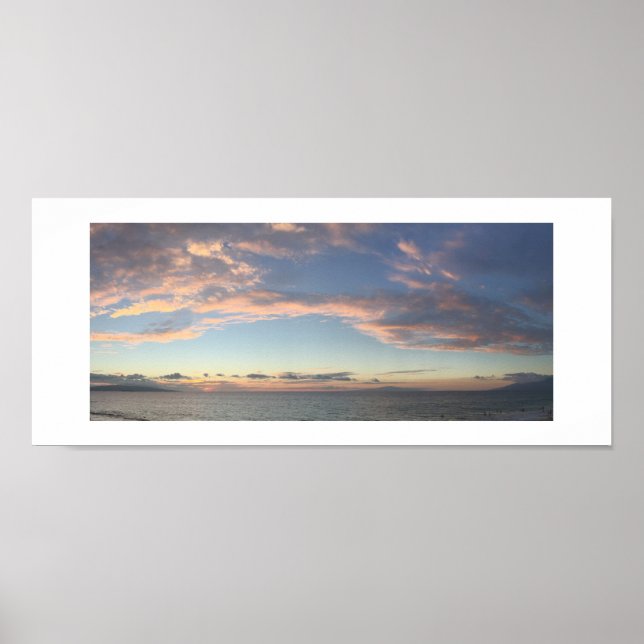 Ocean Sunset Hawaii Panoramic Colour Photography Poster (Front)