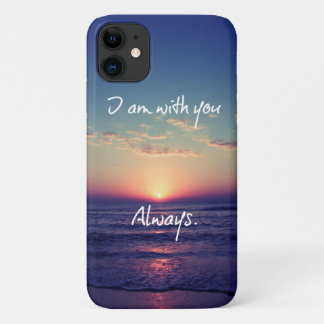 Ocean Sunset: I am with you always Bible Verse iPhone 11 Case