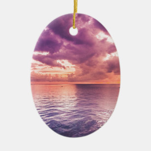 Ocean Sunset Inspirational Ceramic Tree Decoration