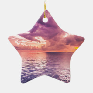 Ocean Sunset Inspirational Ceramic Tree Decoration