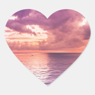 Ocean Sunset Inspirational Heart Sticker