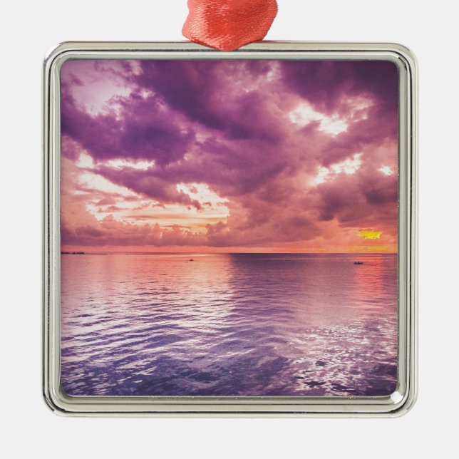 Ocean Sunset Inspirational Metal Tree Decoration (Front)