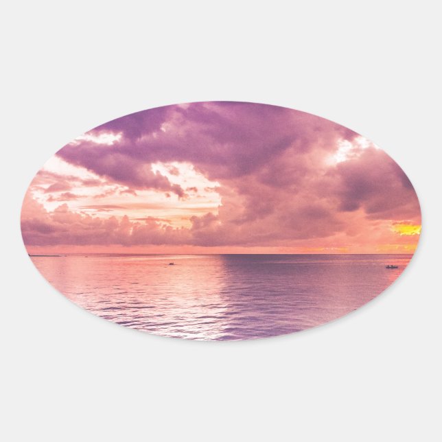 Ocean Sunset Inspirational Oval Sticker (Front)